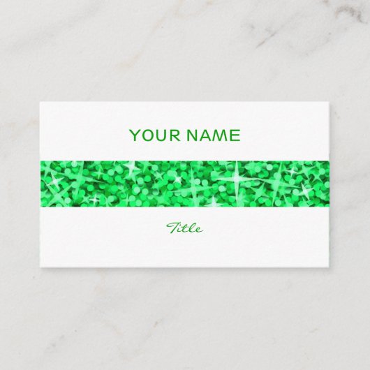 Glitz Green stripe visitekaartje white back (Voorkant)