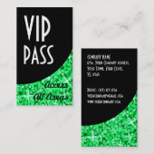Glitz Green 'VIP Pass' Black Curve visitekaartje (Voorkant / Achterkant)