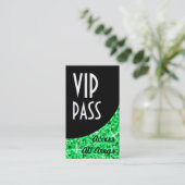 Glitz Green 'VIP Pass' Black Curve visitekaartje (Staand voorkant)
