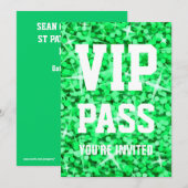 Glitz Green 'VIP PASS'-uitnodiging Kaart (Voorkant / Achterkant)