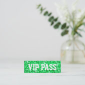 Glitz Green 'VIP PASS' visitekaartje skinny (Staand voorkant)
