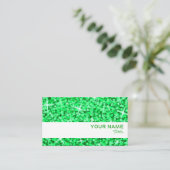 Glitz Green White stripe-kaartsjabloon Visitekaartje (Staand voorkant)