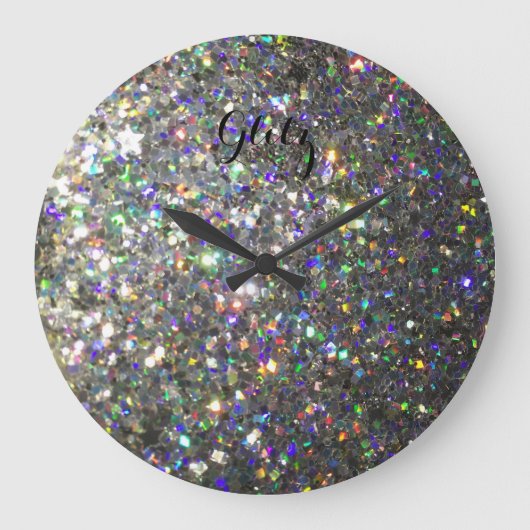 Glitz Hologram Glitter Wall Clock! Grote Klok (Voorkant)