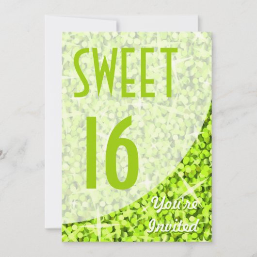 Glitz Limoen-curve "Sweet 16"-uitnodiging Kaart (Voorkant)