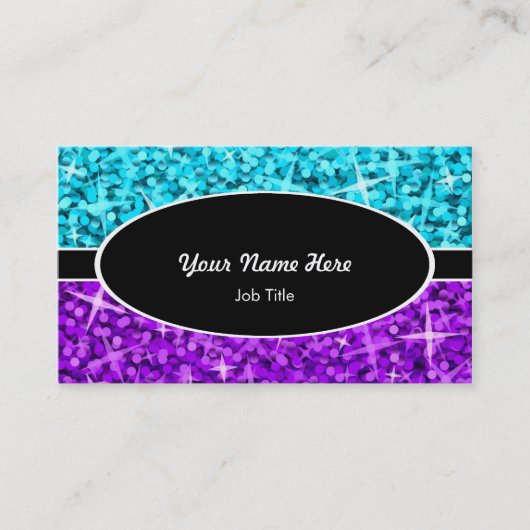 Glitz Mix Blue Paars oval visitekaartje (Voorkant)