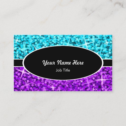 Glitz Mix Blue Paars oval visitekaartje (Voorkant)