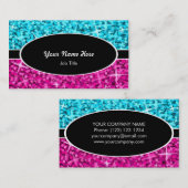 Glitz Mix Blue Roze zwarte ovaal visitekaartje (Voorkant / Achterkant)