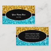 Glitz Mix "Gold" Blauw ovaal visitekaartje (Voorkant / Achterkant)