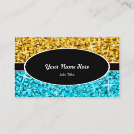 Glitz Mix "Gold" Blauw ovaal visitekaartje