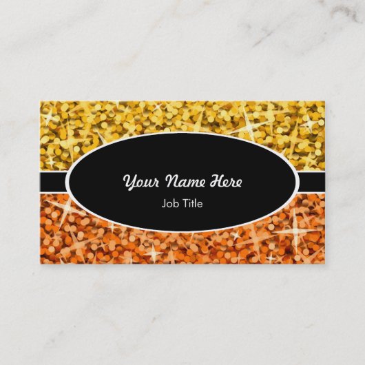 Glitz Mix "Gold" Oranje ovaal visitekaartje (Voorkant)