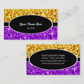 Glitz Mix "Gold" Paars ovaal visitekaartje (Voorkant / Achterkant)