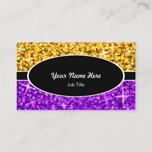 Glitz Mix "Gold" Paars ovaal visitekaartje (Voorkant)