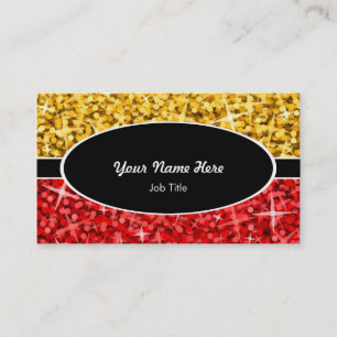 Glitz Mix "Gold" Rood zwart ovaal visitekaartje