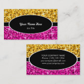 Glitz Mix "Gold" Roze, ovaal visitekaartje (Voorkant / Achterkant)