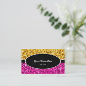 Glitz Mix "Gold" Roze, ovaal visitekaartje (Staand voorkant)