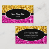 Glitz Mix "Gold" Roze, ovaal visitekaartje (Voorkant / Achterkant)