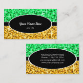 Glitz Mix Green "Gold" ovaal visitekaartje (Voorkant / Achterkant)