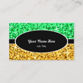 Glitz Mix Green "Gold" ovaal visitekaartje