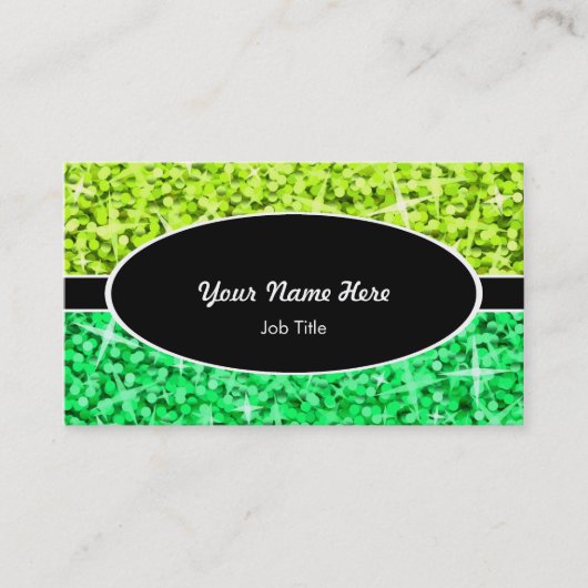 Glitz Mix Lime Green Oval visitekaartje (Voorkant)