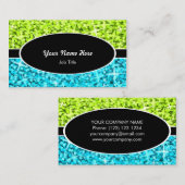 Glitz Mix Limoen Blue Black oval visitekaartje (Voorkant / Achterkant)