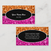 Glitz Mix Oranje Roze, ovaal visitekaartje (Voorkant / Achterkant)