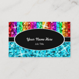 Glitz Mix Rainbow Blue oval visitekaartje