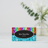 Glitz Mix Rainbow Blue oval visitekaartje (Staand voorkant)