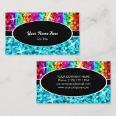 Glitz Mix Rainbow Blue oval visitekaartje (Voorkant / Achterkant)