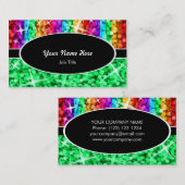 Glitz Mix Rainbow Green Black oval visitekaartje (Voorkant / Achterkant)