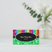 Glitz Mix Rainbow Green Black oval visitekaartje (Staand voorkant)