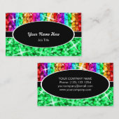 Glitz Mix Rainbow Green Black oval visitekaartje (Voorkant / Achterkant)