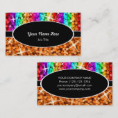 Glitz Mix Rainbow Oranje ovaal visitekaartje (Voorkant / Achterkant)