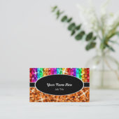 Glitz Mix Rainbow Oranje ovaal visitekaartje (Staand voorkant)
