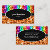 Glitz Mix Rainbow Oranje ovaal visitekaartje (Voorkant / Achterkant)