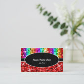 Glitz Mix Rainbow Red oval visitekaartje (Staand voorkant)