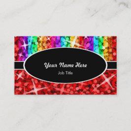 Glitz Mix Rainbow Red oval visitekaartje