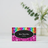 Glitz Mix Rainbow Roze ovaal visitekaartje (Staand voorkant)