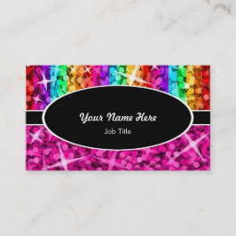 Glitz Mix Rainbow Roze ovaal visitekaartje
