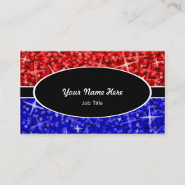 Glitz Mix Red Blue Black oval visitekaartje