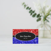 Glitz Mix Red Blue Black oval visitekaartje (Staand voorkant)