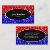 Glitz Mix Red Blue Black oval visitekaartje (Voorkant / Achterkant)