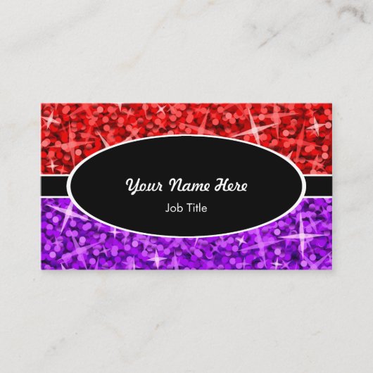 Glitz Mix Red Paars ovaal visitekaartje (Voorkant)