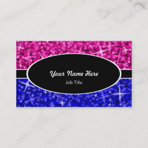 Glitz Mix Roze Blauw ovaal visitekaartje