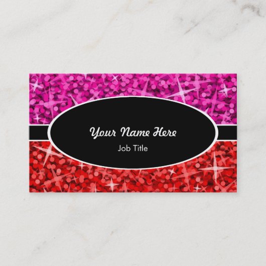 Glitz Mix Roze rood ovaal visitekaartje (Voorkant)