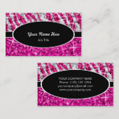 Glitz Mix Roze Zebra Paarse zwarte ovaal Visitekaartje (Voorkant / Achterkant)