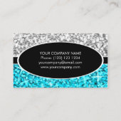 Glitz Mix "Silver" Blauw ovaal visitekaartje (Achterkant)