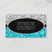 Glitz Mix "Silver" Blauw ovaal visitekaartje (Achterkant)