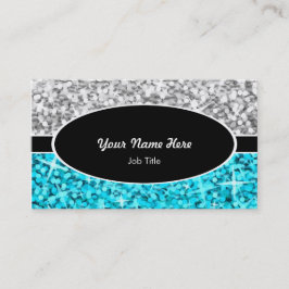 Glitz Mix "Silver" Blauw ovaal visitekaartje
