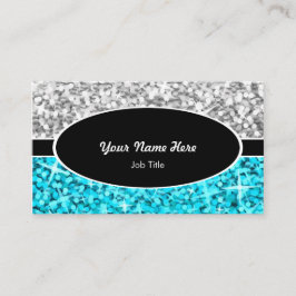 Glitz Mix "Silver" Blauw ovaal visitekaartje
