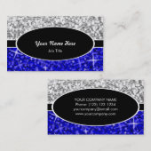 Glitz Mix "Silver" Donkerblauw zwart ovaal bedrijf Visitekaartje (Voorkant / Achterkant)
